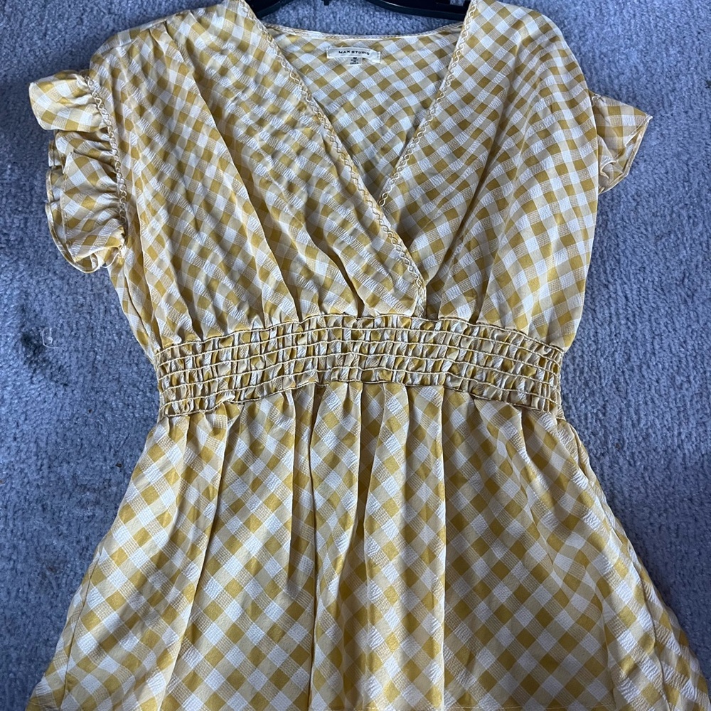 Max Studio Yellow Gingham Blouse